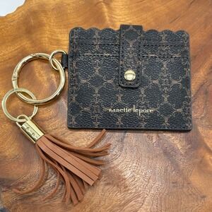 Nanette‎ Lepore Brown Gold Bangle Card & ID Wallet With Key Ring